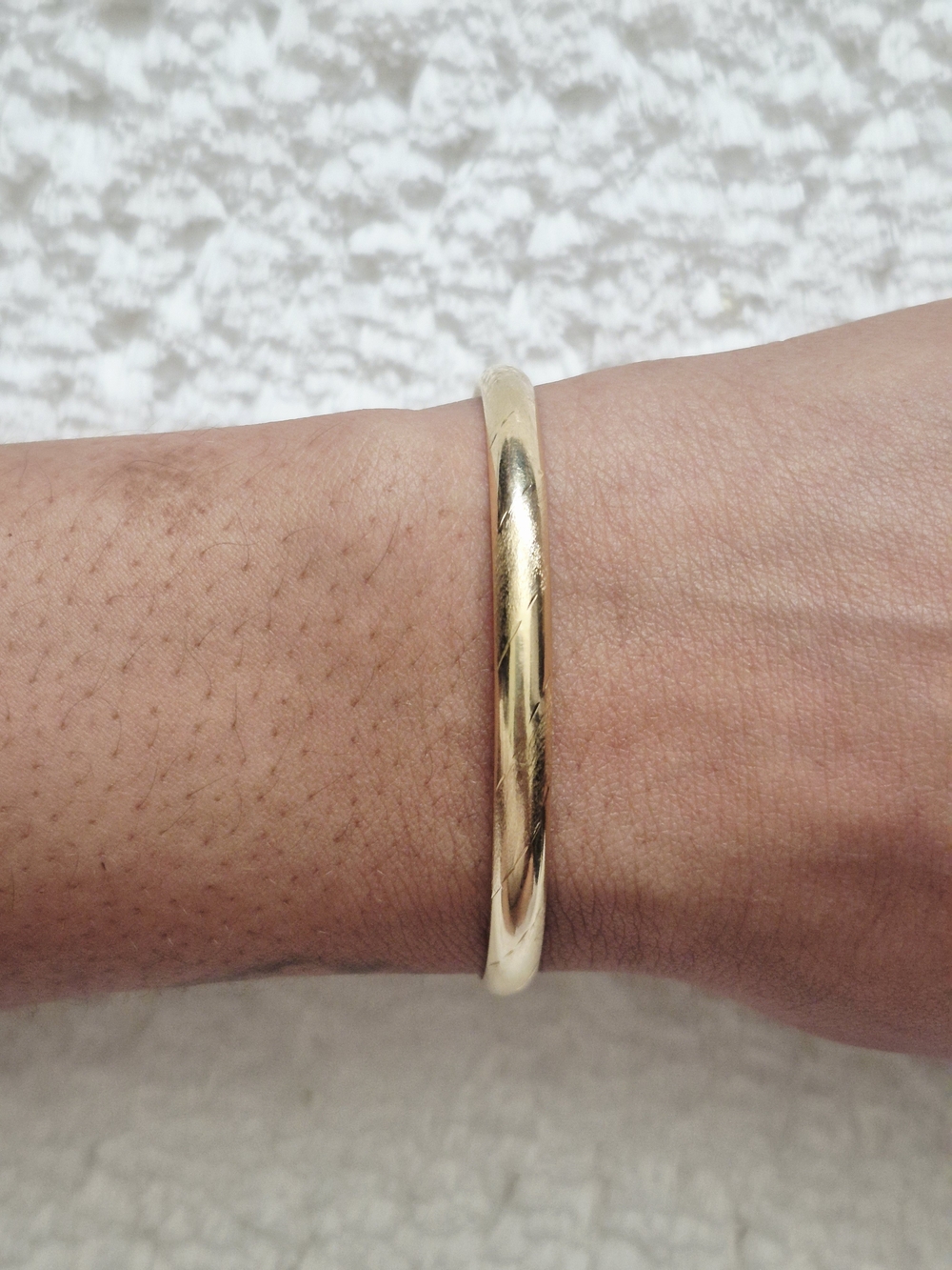 14k Gold Textured Hinged Bangle Bracelet